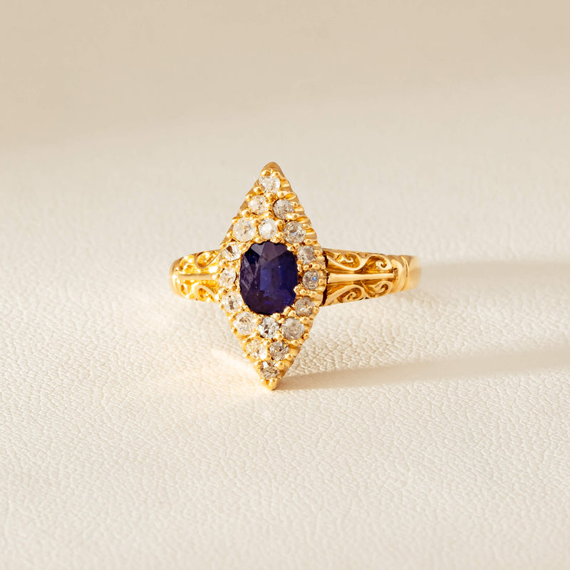 Deja Vu 18ct Yellow Gold .50ct Sapphire Marquise Ring - Ring - Walker & Hall