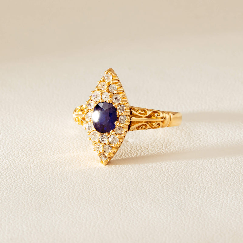 Deja Vu 18ct Yellow Gold .50ct Sapphire Marquise Ring - Ring - Walker & Hall