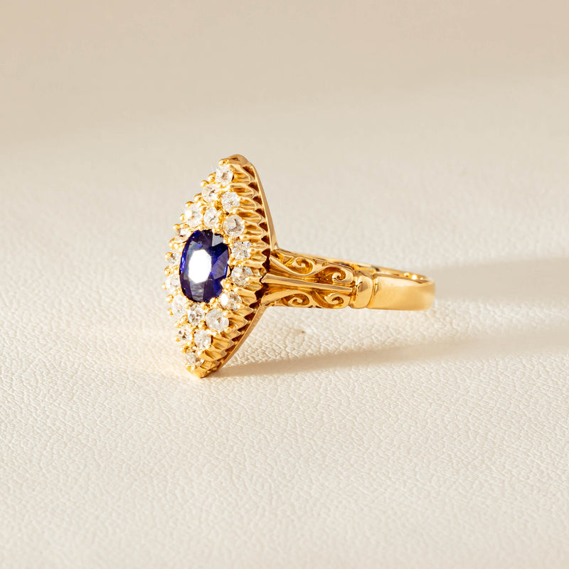 Deja Vu 18ct Yellow Gold .50ct Sapphire Marquise Ring - Ring - Walker & Hall