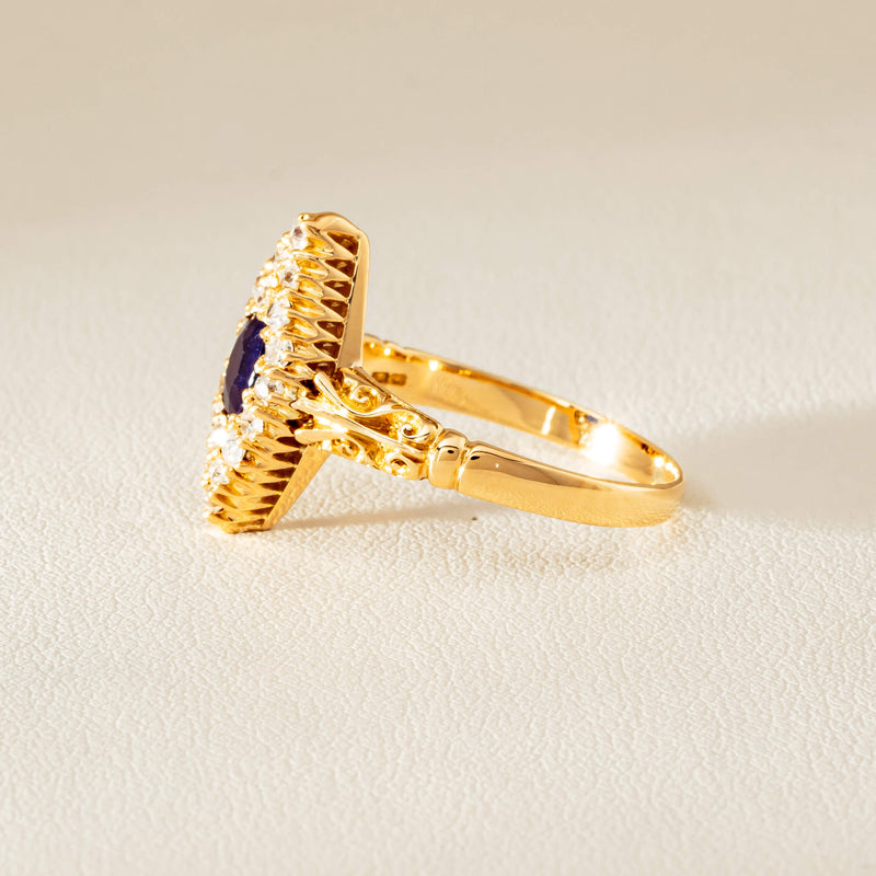 Deja Vu 18ct Yellow Gold .50ct Sapphire Marquise Ring - Ring - Walker & Hall