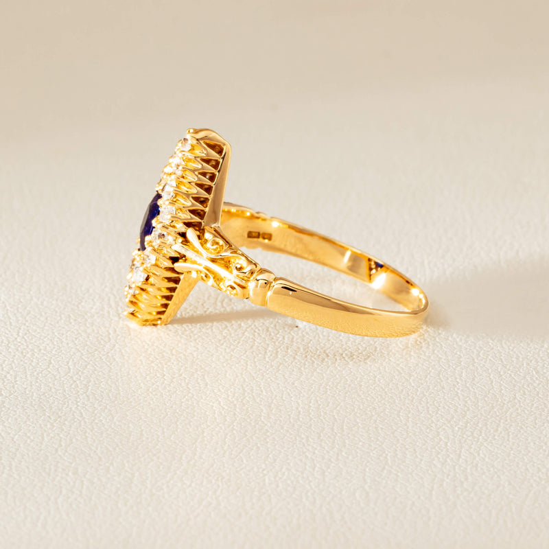 Deja Vu 18ct Yellow Gold .50ct Sapphire Marquise Ring - Ring - Walker & Hall