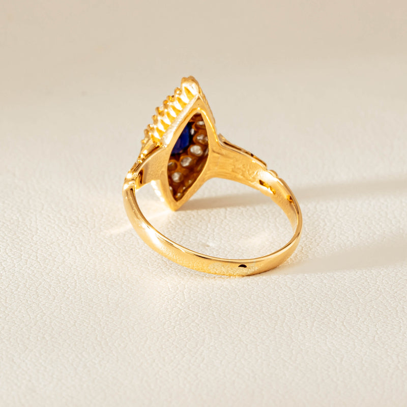 Deja Vu 18ct Yellow Gold .50ct Sapphire Marquise Ring - Ring - Walker & Hall