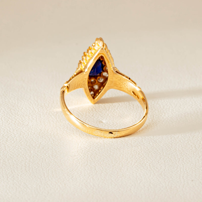 Deja Vu 18ct Yellow Gold .50ct Sapphire Marquise Ring - Ring - Walker & Hall