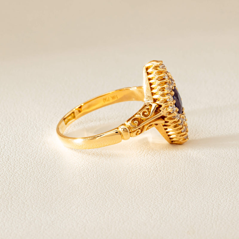 Deja Vu 18ct Yellow Gold .50ct Sapphire Marquise Ring - Ring - Walker & Hall