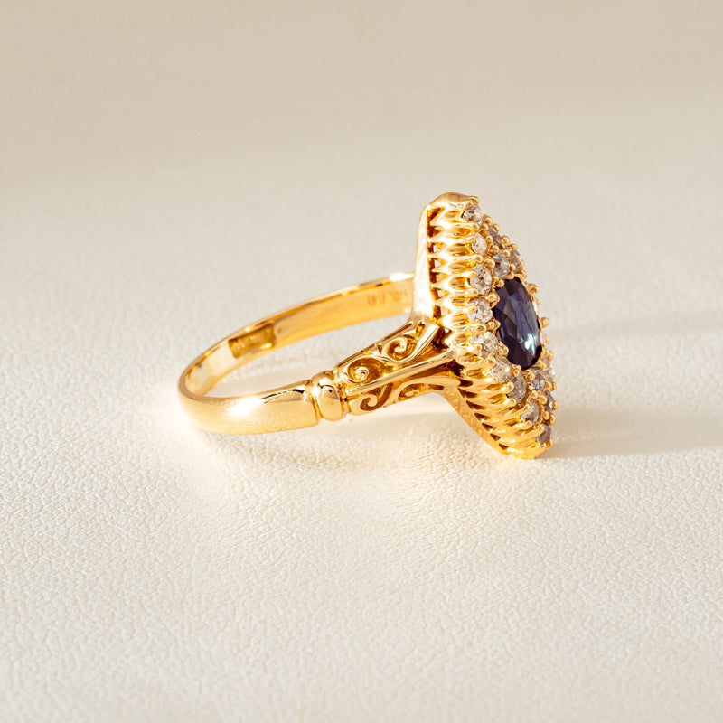 Deja Vu 18ct Yellow Gold .50ct Sapphire Marquise Ring - Ring - Walker & Hall