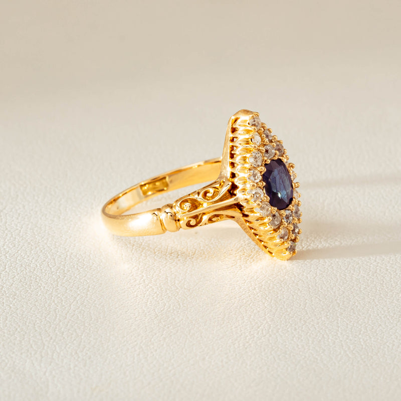 Deja Vu 18ct Yellow Gold .50ct Sapphire Marquise Ring - Ring - Walker & Hall