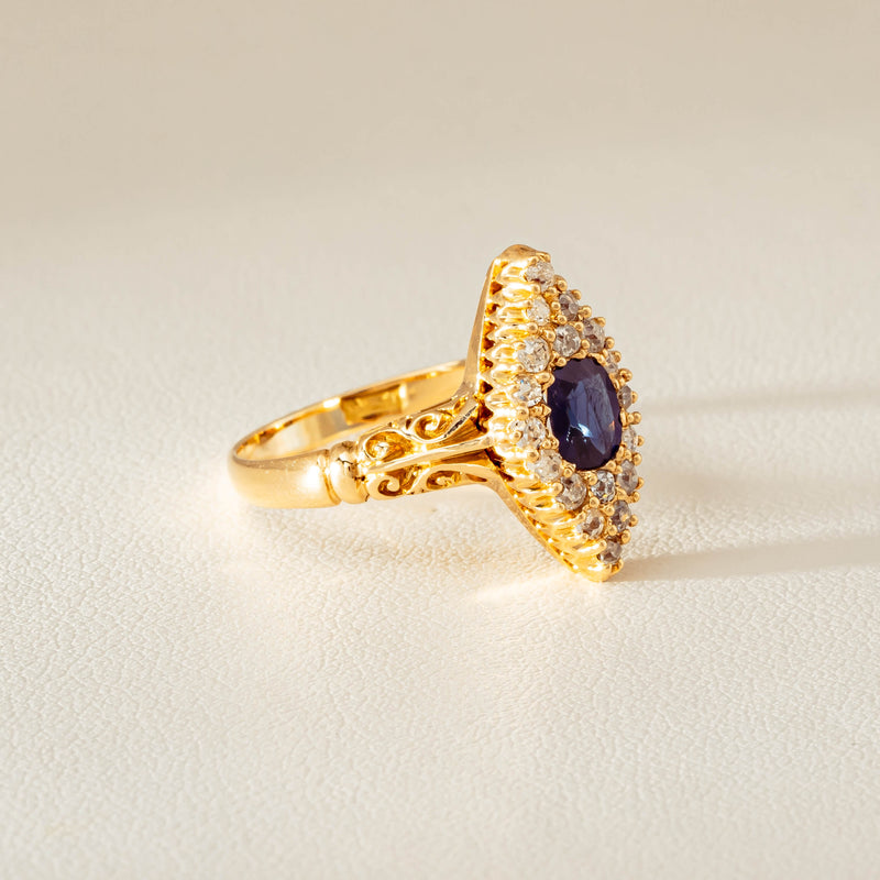 Deja Vu 18ct Yellow Gold .50ct Sapphire Marquise Ring - Ring - Walker & Hall