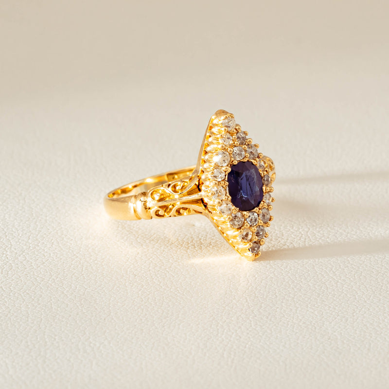 Deja Vu 18ct Yellow Gold .50ct Sapphire Marquise Ring - Ring - Walker & Hall