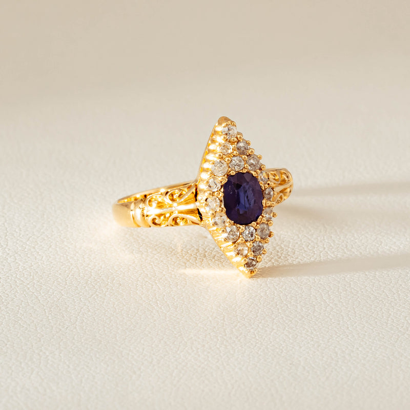 Deja Vu 18ct Yellow Gold .50ct Sapphire Marquise Ring - Ring - Walker & Hall