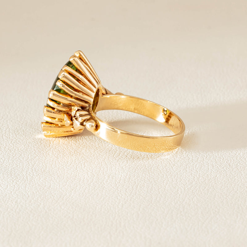 Vintage 9ct Yellow Gold Oval Greenstone Ring - Ring - Walker & Hall