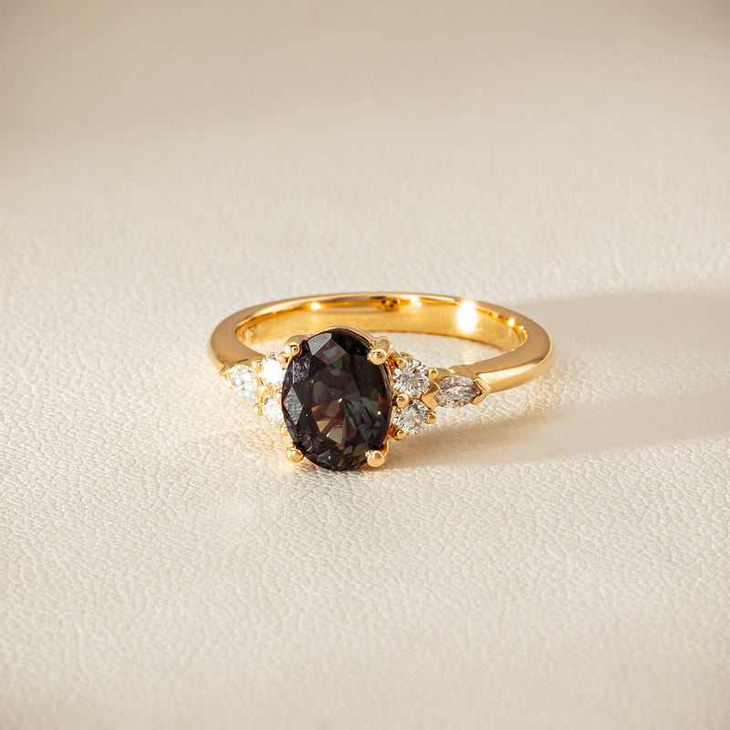 18ct Yellow Gold 2.20ct Green Sapphire & Diamond Oriana Ring