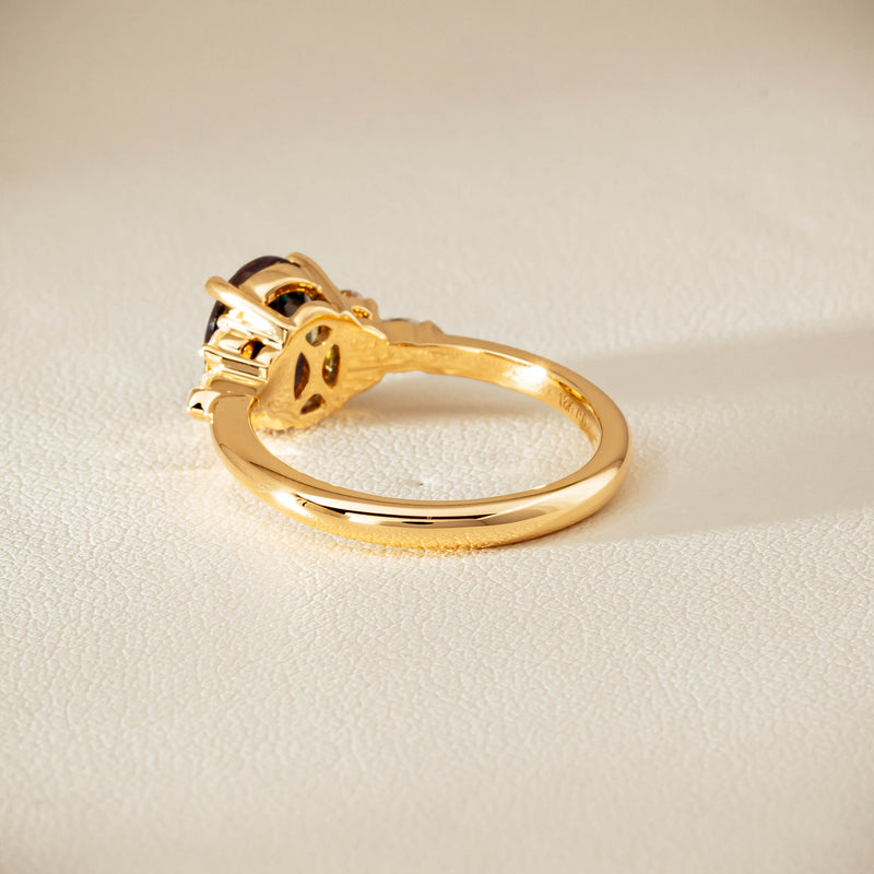 18ct Yellow Gold 2.20ct Green Sapphire & Diamond Oriana Ring