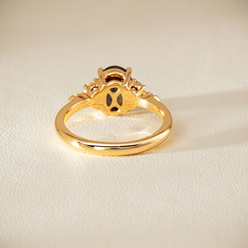 18ct Yellow Gold 2.20ct Green Sapphire & Diamond Oriana Ring
