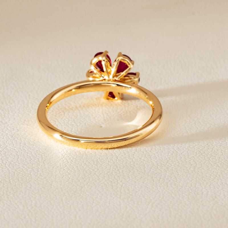18ct Yellow Gold Ruby & Diamond Forget-Me-Not Ring - Ring - Walker & Hall
