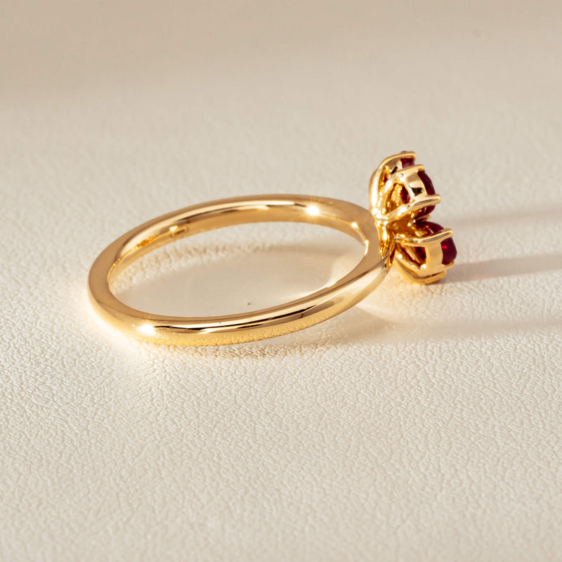 18ct Yellow Gold Ruby & Diamond Forget-Me-Not Ring - Ring - Walker & Hall