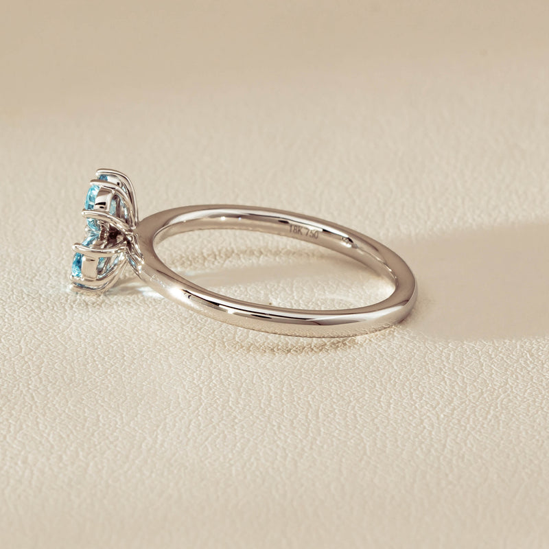 18ct White Gold Aquamarine & Diamond Forget-Me-Not Ring - Ring - Walker & Hall