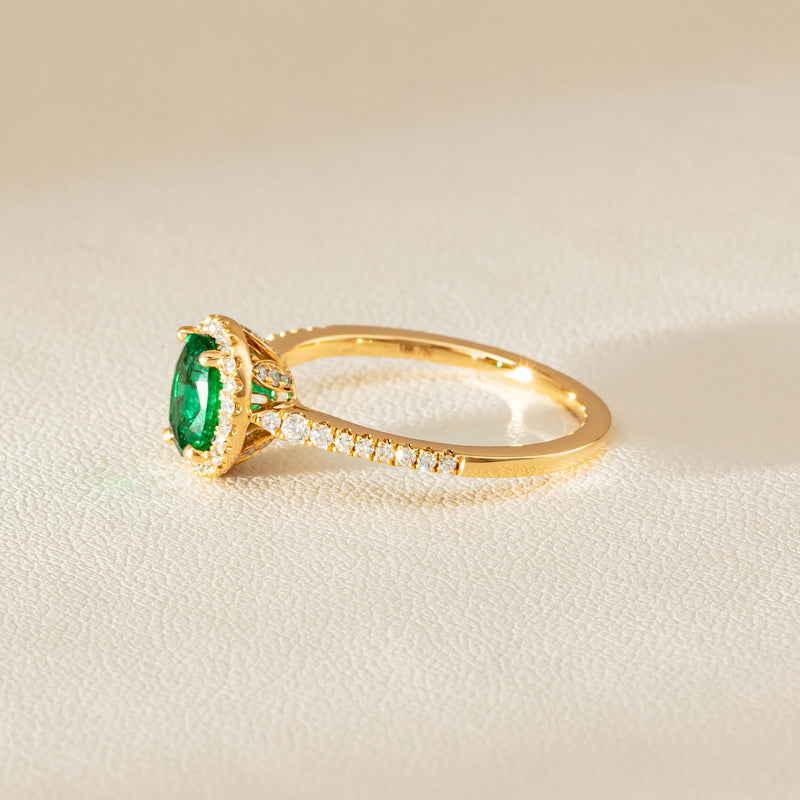 18ct Yellow Gold .72ct Emerald & Diamond Mini Sierra Ring - Ring - Walker & Hall
