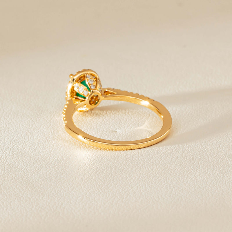 18ct Yellow Gold .72ct Emerald & Diamond Mini Sierra Ring - Ring - Walker & Hall