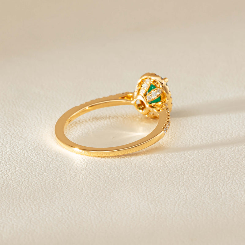 18ct Yellow Gold .72ct Emerald & Diamond Mini Sierra Ring - Ring - Walker & Hall