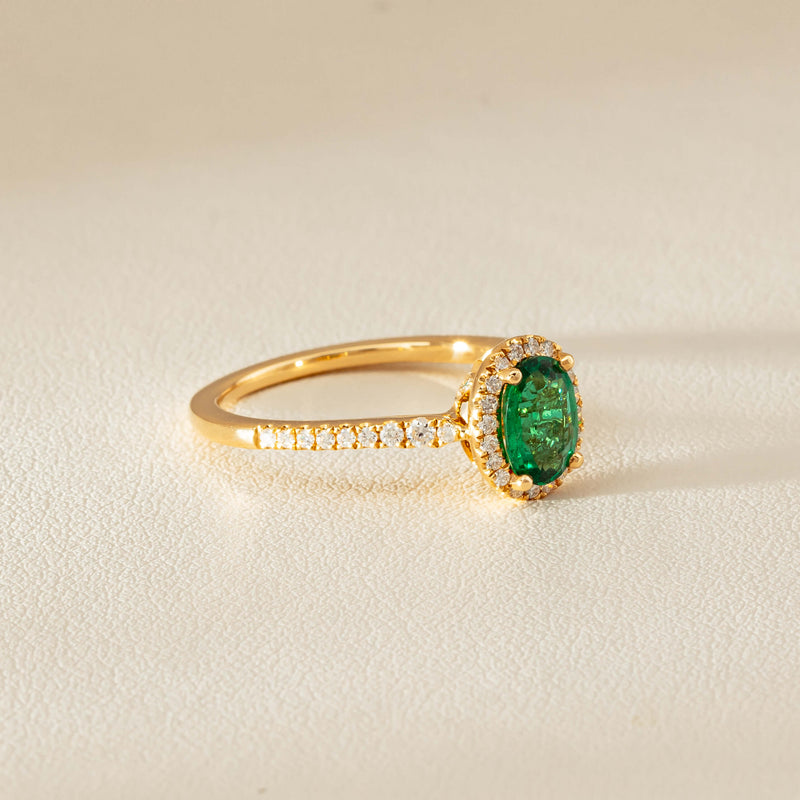 18ct Yellow Gold .72ct Emerald & Diamond Mini Sierra Ring - Ring - Walker & Hall