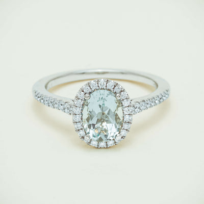 18ct White Gold 1.15ct Aquamarine & Diamond Sierra Ring