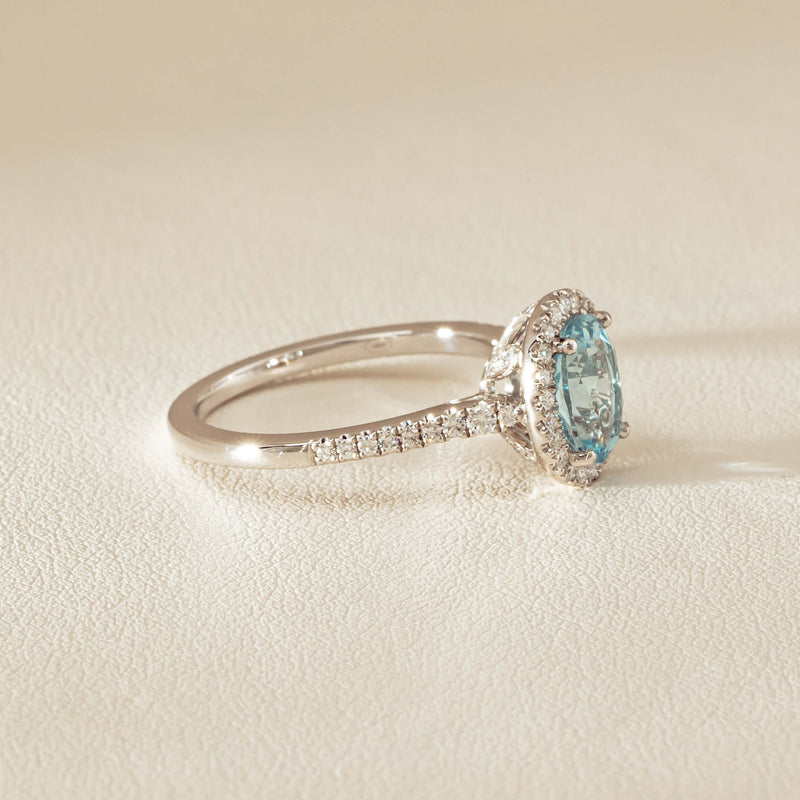 18ct White Gold 1.15ct Aquamarine & Diamond Sierra Ring - Ring - Walker & Hall