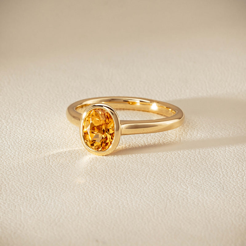 9ct Yellow Gold Yellow Tourmaline Rubover Set Ring - Ring - Walker & Hall