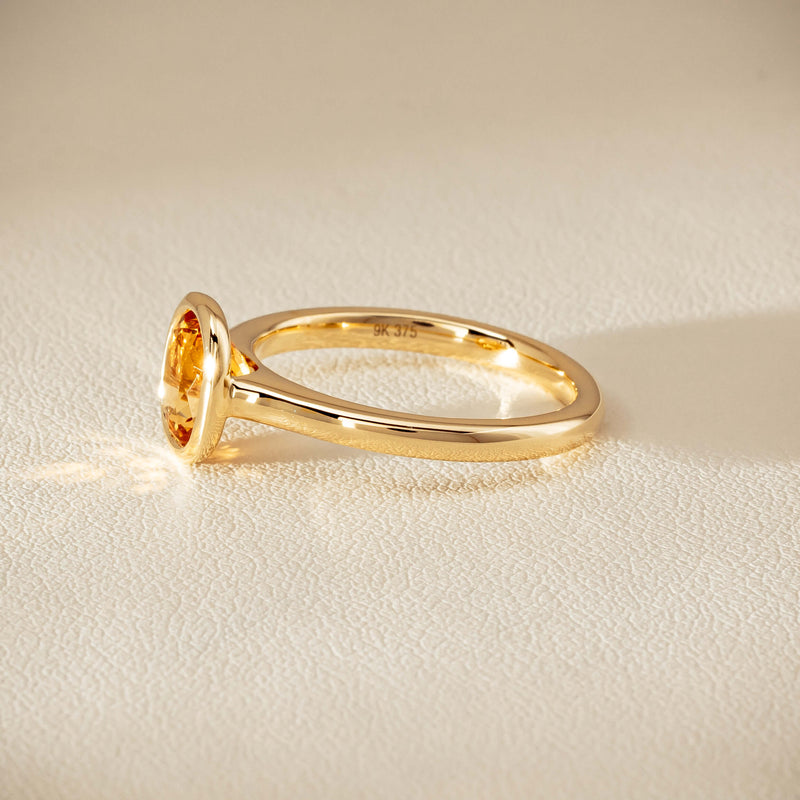 9ct Yellow Gold Yellow Tourmaline Rubover Set Ring - Ring - Walker & Hall