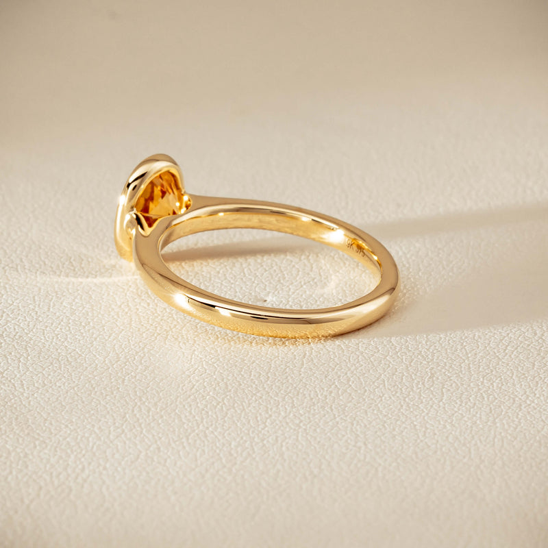 9ct Yellow Gold Yellow Tourmaline Rubover Set Ring - Ring - Walker & Hall
