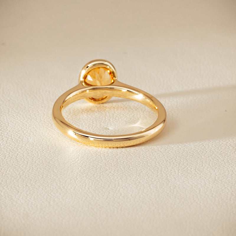 9ct Yellow Gold Yellow Tourmaline Rubover Set Ring - Ring - Walker & Hall