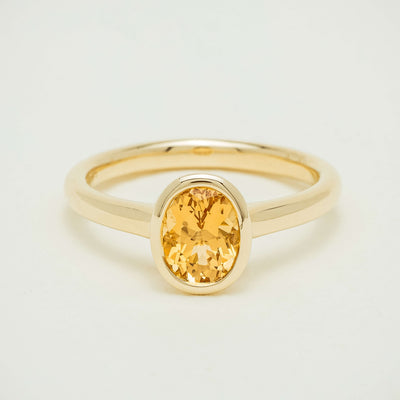 9ct Yellow Gold Yellow Tourmaline Rubover Set Ring - Ring - Walker & Hall