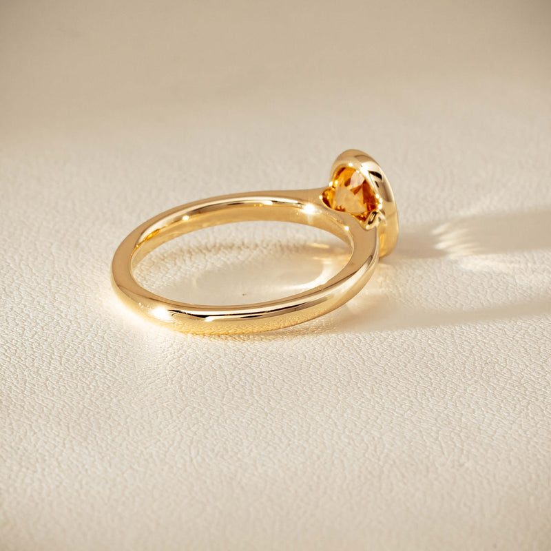 9ct Yellow Gold Yellow Tourmaline Rubover Set Ring - Ring - Walker & Hall