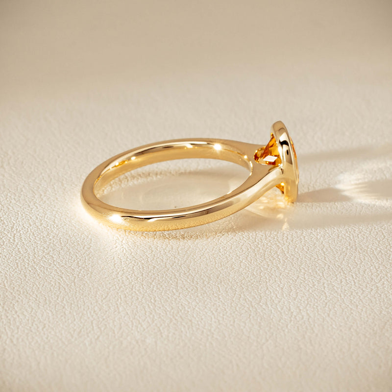 9ct Yellow Gold Yellow Tourmaline Rubover Set Ring - Ring - Walker & Hall