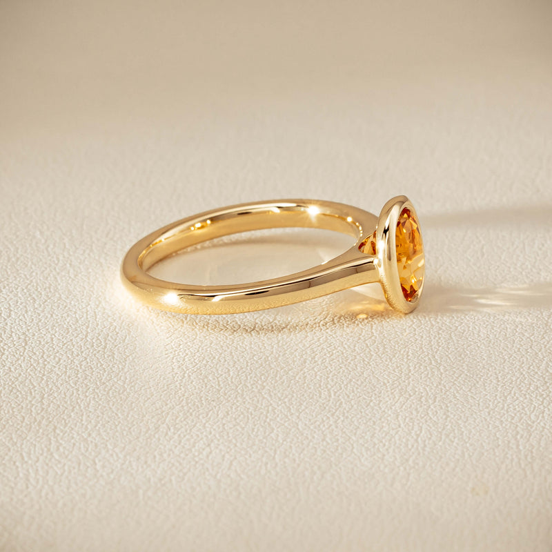 9ct Yellow Gold Yellow Tourmaline Rubover Set Ring - Ring - Walker & Hall