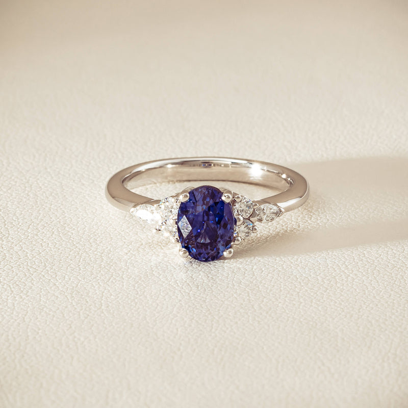 18ct White Gold 2.10ct Sapphire & Diamond Oriana Ring - Ring - Walker & Hall