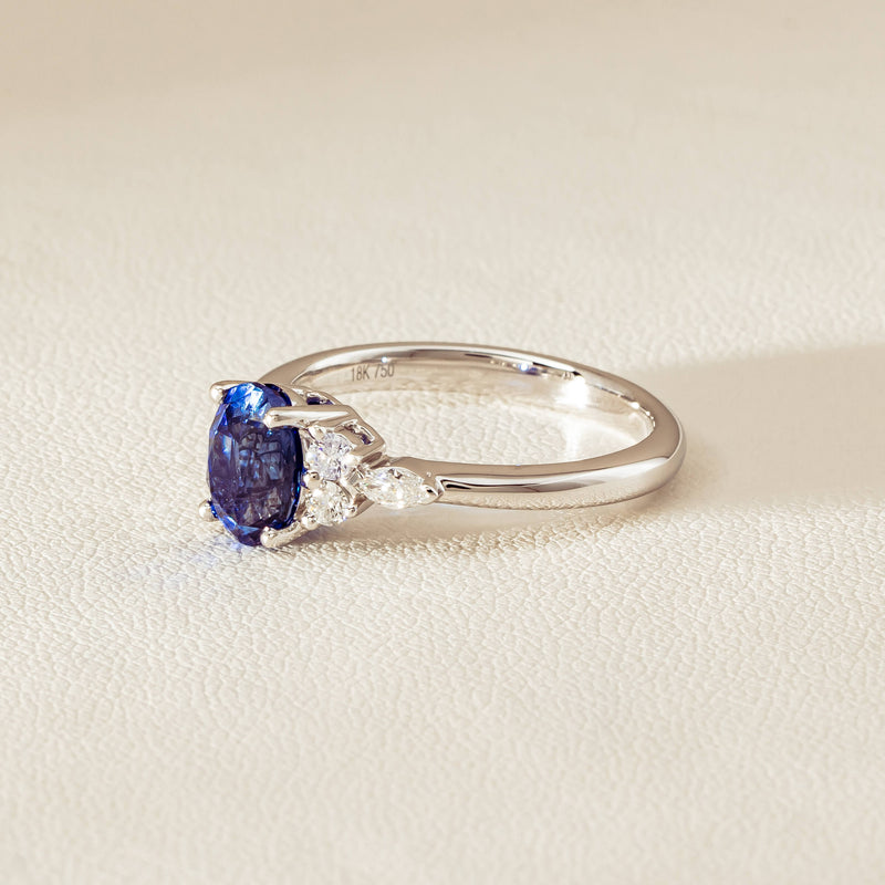 18ct White Gold 2.10ct Sapphire & Diamond Oriana Ring - Ring - Walker & Hall