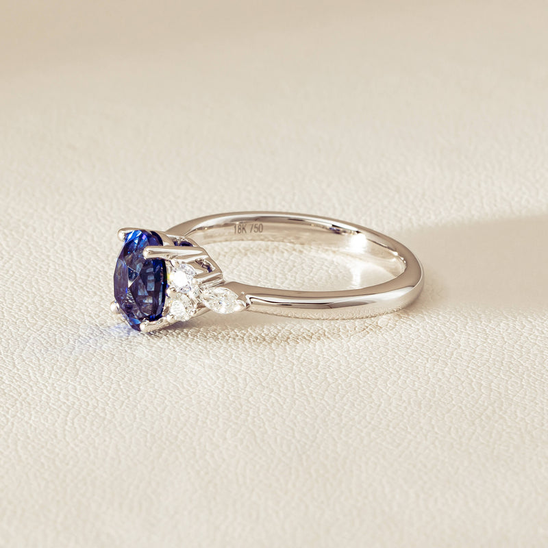 18ct White Gold 2.10ct Sapphire & Diamond Oriana Ring - Ring - Walker & Hall