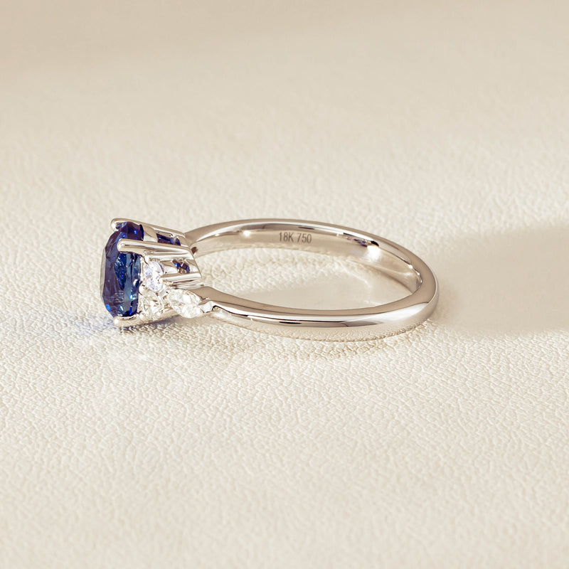 18ct White Gold 2.10ct Sapphire & Diamond Oriana Ring - Ring - Walker & Hall