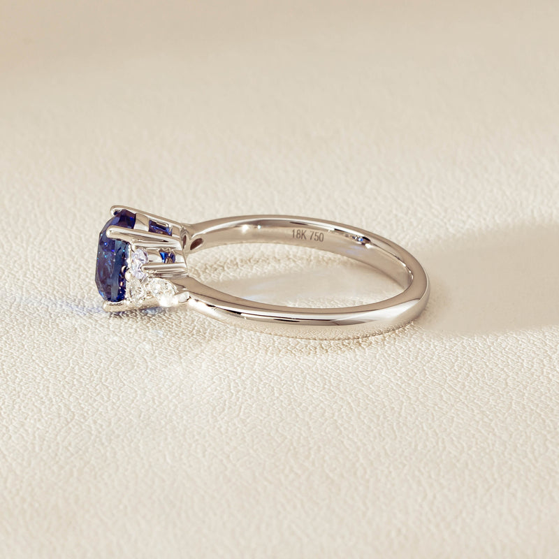 18ct White Gold 2.10ct Sapphire & Diamond Oriana Ring - Ring - Walker & Hall