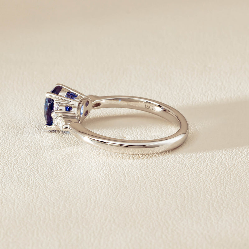 18ct White Gold 2.10ct Sapphire & Diamond Oriana Ring - Ring - Walker & Hall