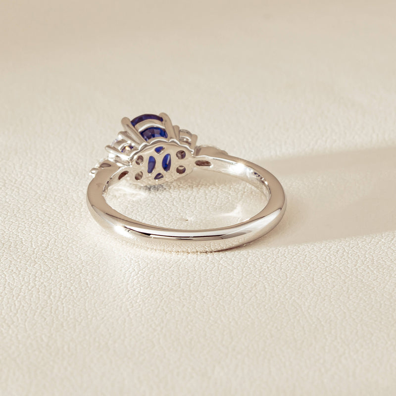 18ct White Gold 2.10ct Sapphire & Diamond Oriana Ring - Ring - Walker & Hall