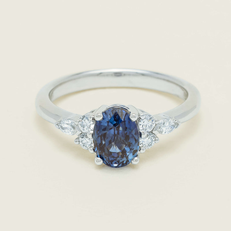 18ct White Gold 2.10ct Sapphire & Diamond Oriana Ring - Ring - Walker & Hall