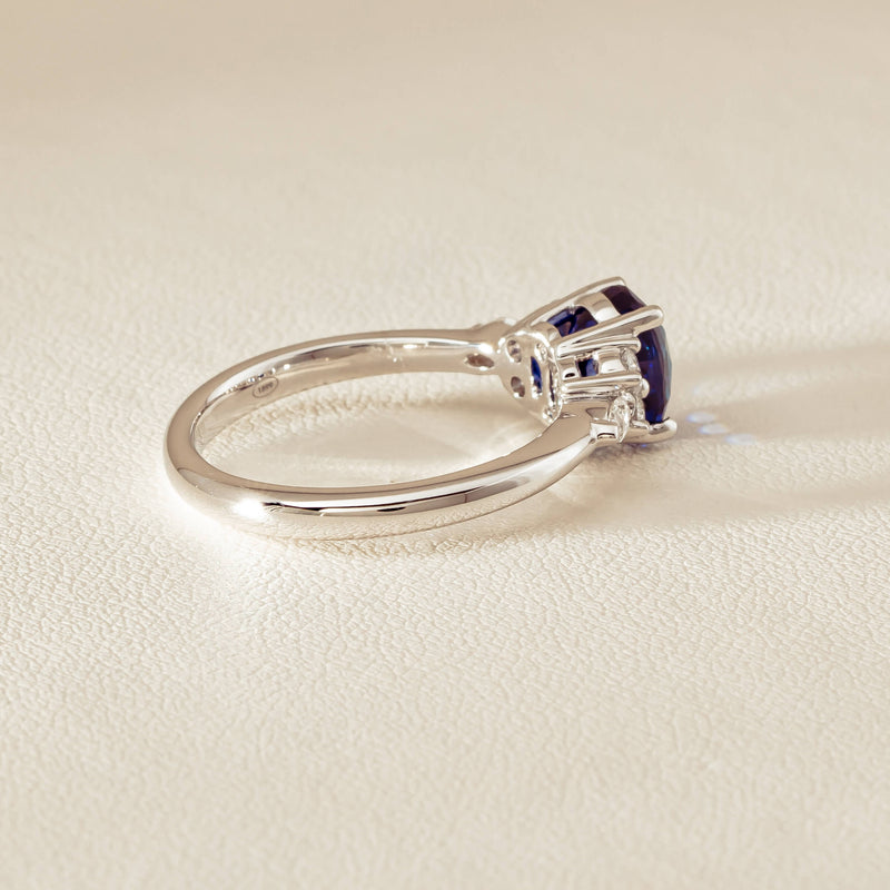 18ct White Gold 2.10ct Sapphire & Diamond Oriana Ring - Ring - Walker & Hall