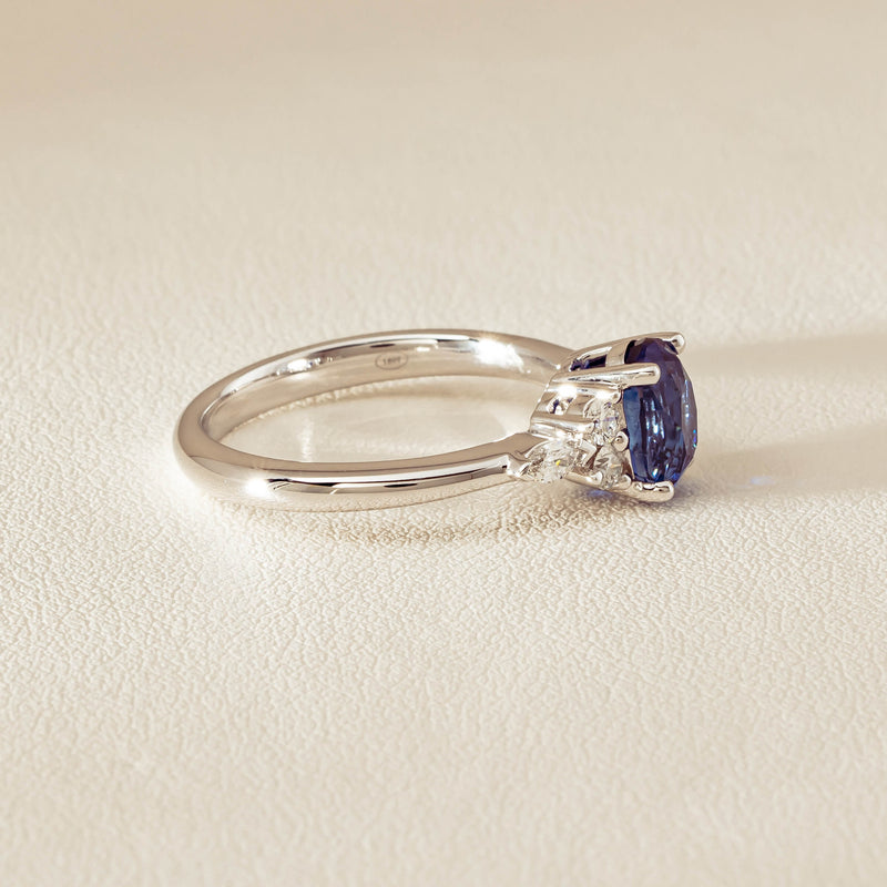 18ct White Gold 2.10ct Sapphire & Diamond Oriana Ring - Ring - Walker & Hall