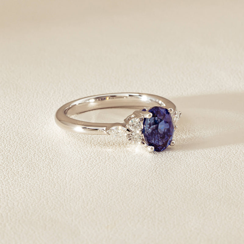 18ct White Gold 2.10ct Sapphire & Diamond Oriana Ring - Ring - Walker & Hall