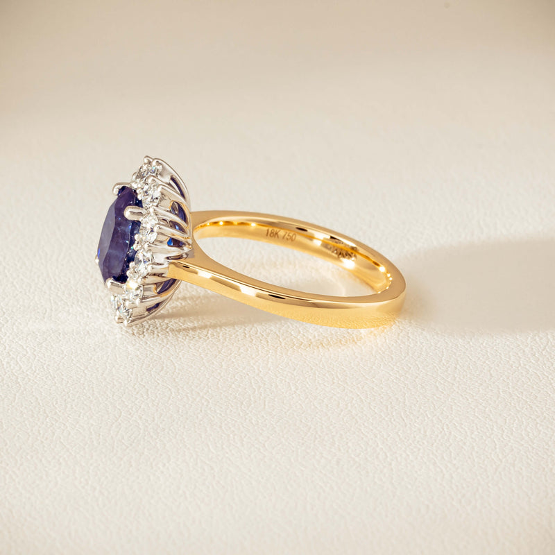 18ct Yellow Gold 3.72ct Sapphire & Diamond Belle Ring - Ring - Walker & Hall