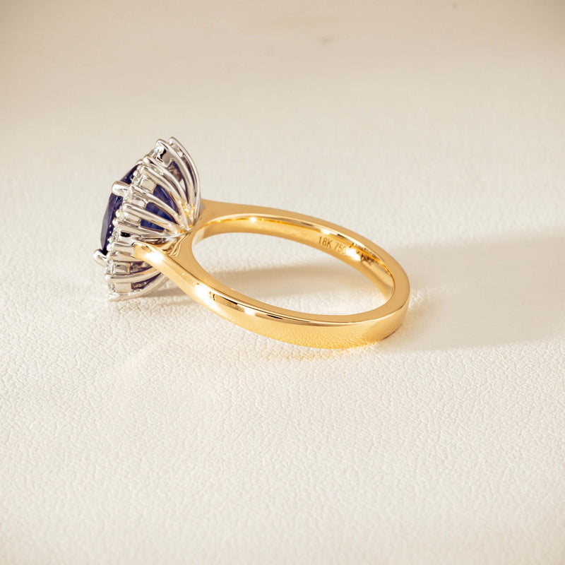 18ct Yellow Gold 3.72ct Sapphire & Diamond Belle Ring - Ring - Walker & Hall
