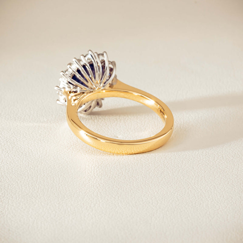 18ct Yellow Gold 3.72ct Sapphire & Diamond Belle Ring - Ring - Walker & Hall