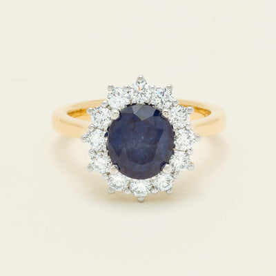 18ct Yellow Gold 3.72ct Sapphire & Diamond Belle Ring - Ring - Walker & Hall