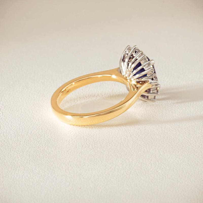 18ct Yellow Gold 3.72ct Sapphire & Diamond Belle Ring - Ring - Walker & Hall